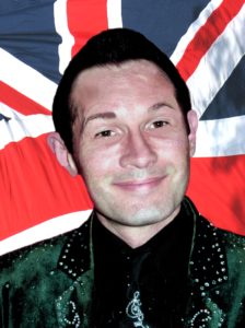 Gary Richard Vocal & Comedy Cabaret Performer Against A Union Jack Background