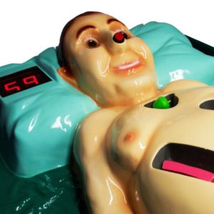 Giant Operation Game In Close Up On Upper Body Of Patient Showing Light Up Red Nose And Score Board