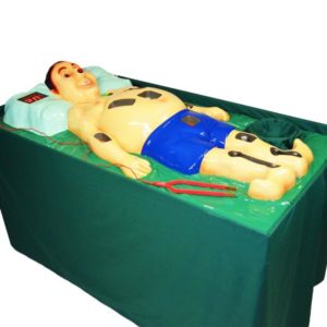 Giant Operation Arcade Game Showing Full Overview Including Green Decorative Table Skirt And White Background