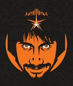 Peter Antoniou Psychic Comedian Dark Orange Logo Showing Artwork In The Form Of Peter Antoniou's Head