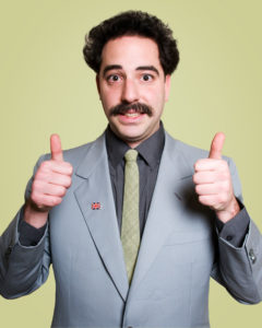 Borat Lookalike Giving Thumbs Up Gesture