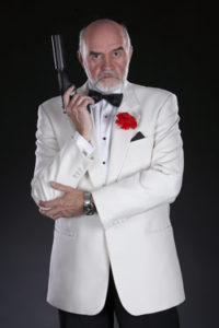 Sean Connery Lookalike James Bond 007 In White Tuxedo With Gun