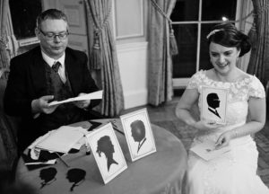 Steve Silhouette Cutter Group Of Wedding Silhouettes On Display