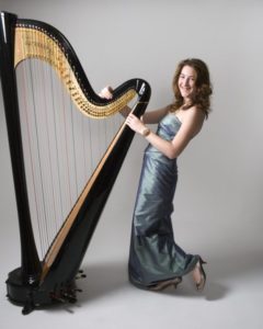 Heather Professional Harpist Posing By Her Harp
