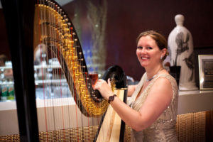 Fiona Harpist With Black Harp