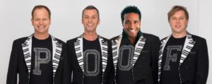 Four Poofs & A Piano In Keyboard Decorated Tail Coats With Poof T Shirts