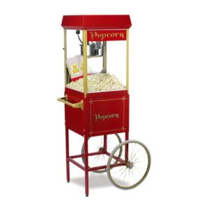 Red & Gold Vintage Style Traditional Party Popcorn Machine On Wheeled Cart First & Foremost Entertainment Ltd