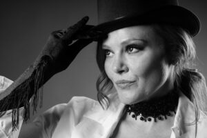 Shania Twain Tribute Act Represented By First & Foremost Entertainment Agency Black & White Publicity Image